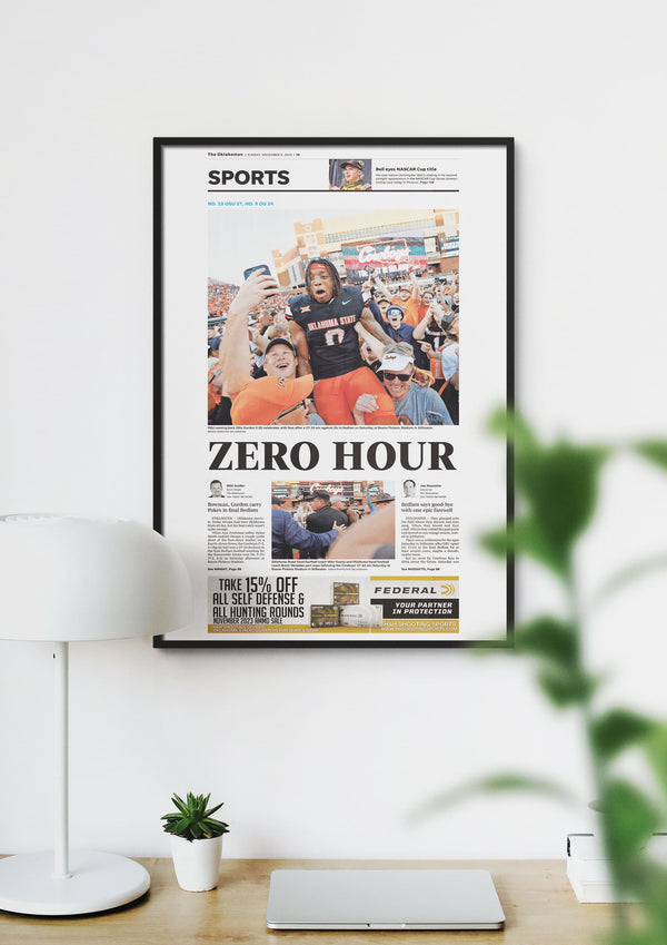 Oklahoma State vs. Oklahoma Zero Hour Front Page Wall Art