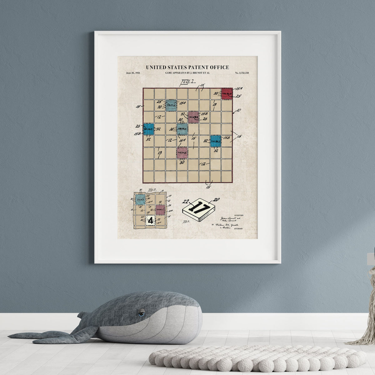Scrabble Patent Wall Art - Color