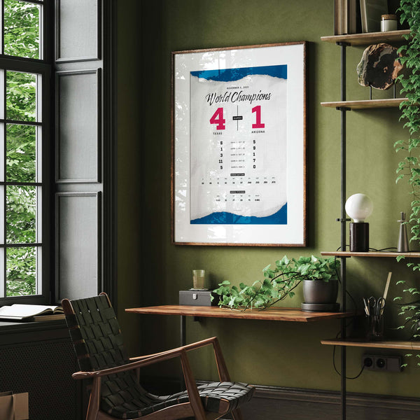 Texas World Champions of Baseball By the Numbers Wall Art