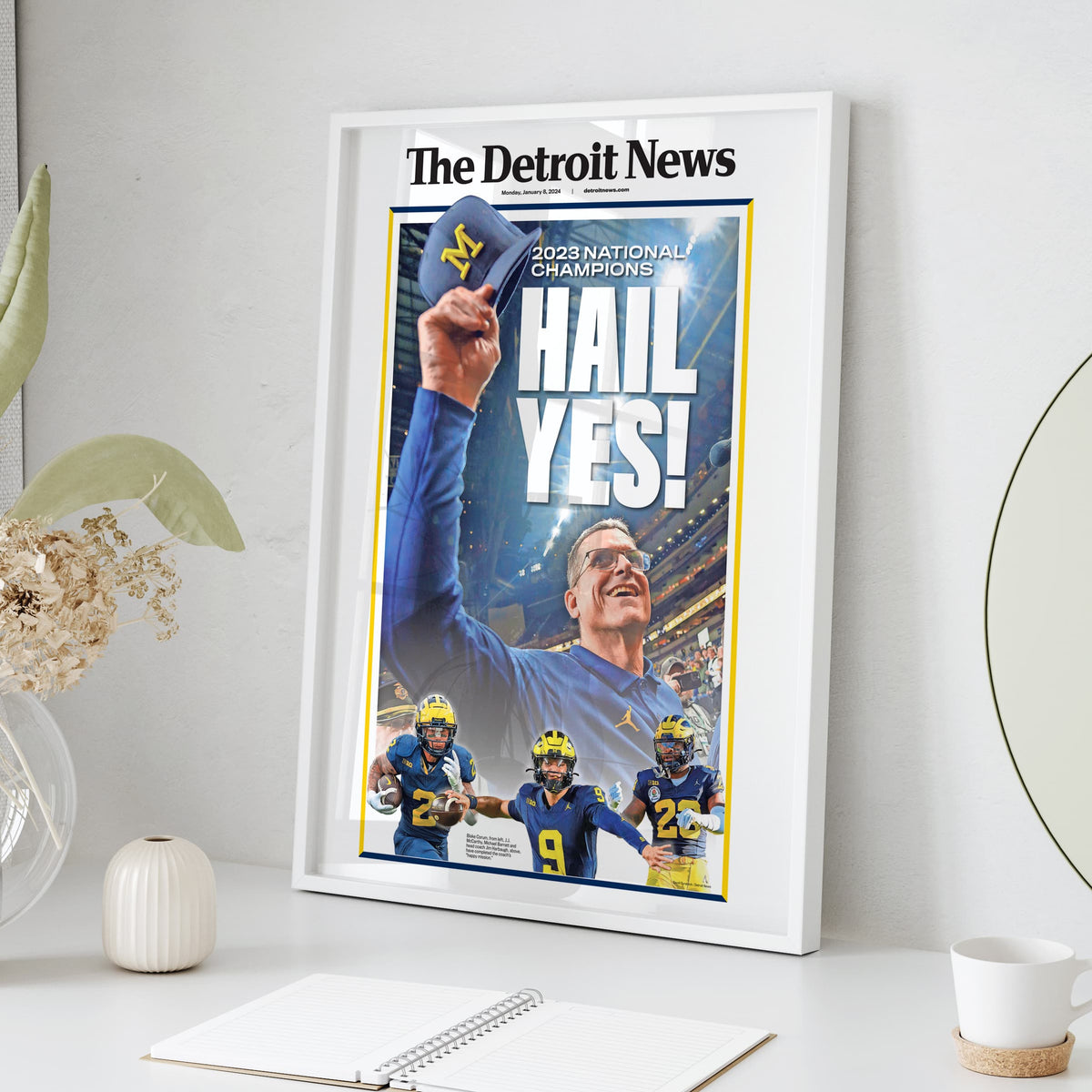 Michigan Hail Yes National Championship Front Page Wall Art