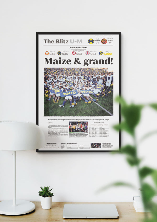 Michigan Wolverines 1,000th Win Front Page Wall Art