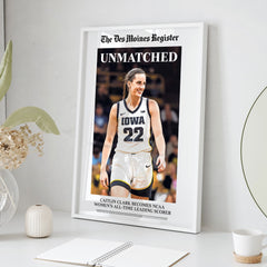 Caitlin Clark Unmatched Scoring Record Front Page Wall Art Cover