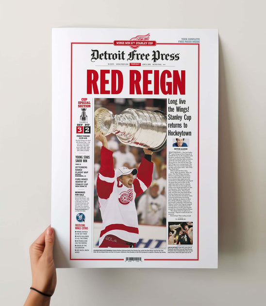 Redwing 限定ポスター　額装済み Detroit Red Wings 2002 STANLEY CUP CHAMPIONS 6-Player Vintage