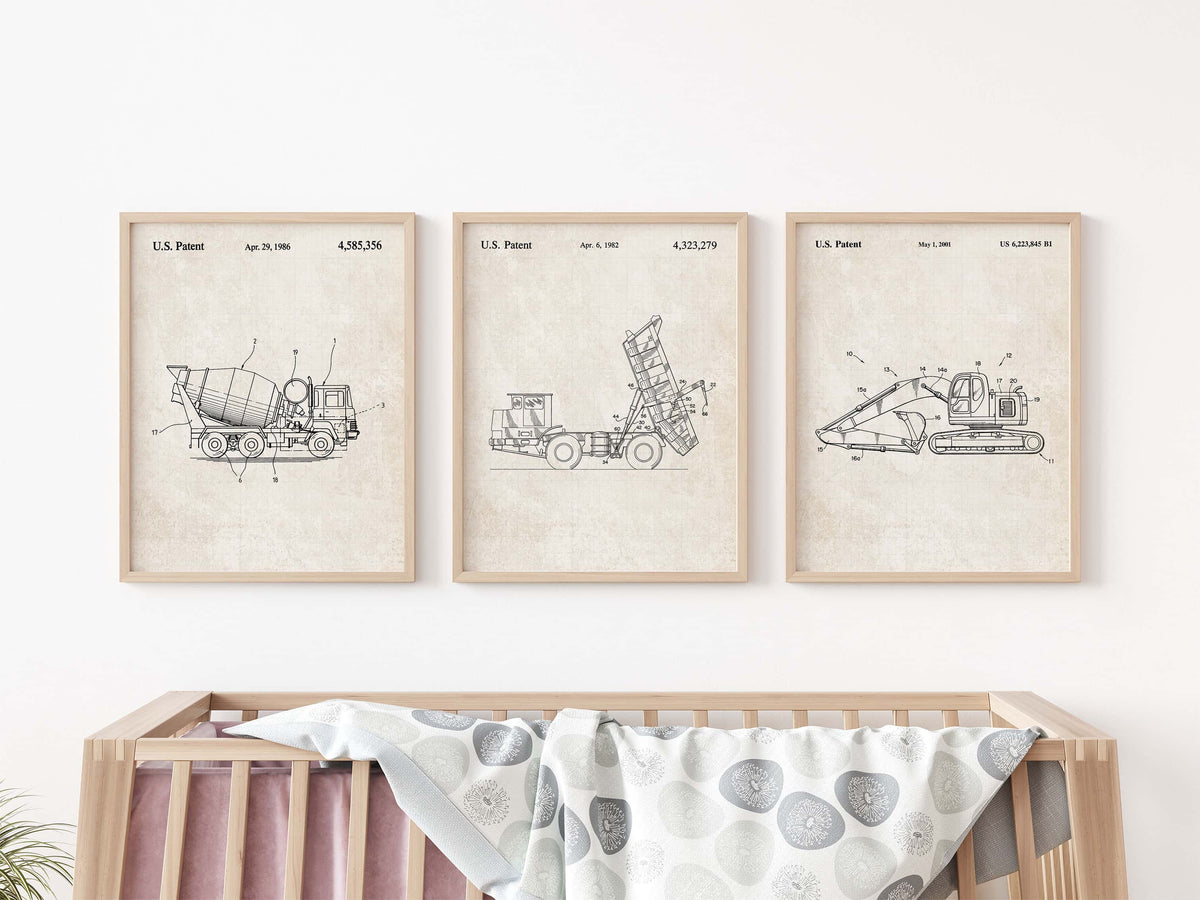 Construction Vehicle Dump Truck Patent Wall Art - Vintage Paper