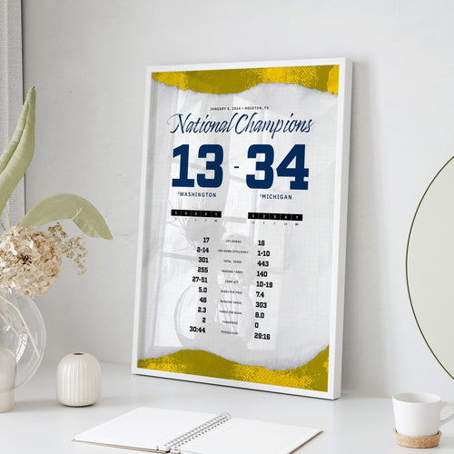 Champion USA代表　44 Michigan National Champions By the Numbers Wall Art – Pediment