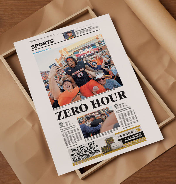 Oklahoma State vs. Oklahoma Zero Hour Front Page Wall Art