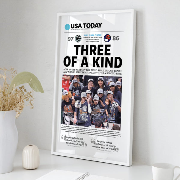 Three of a Kind: Las Vegas Aces 2025 WNBA Championship Wall Art