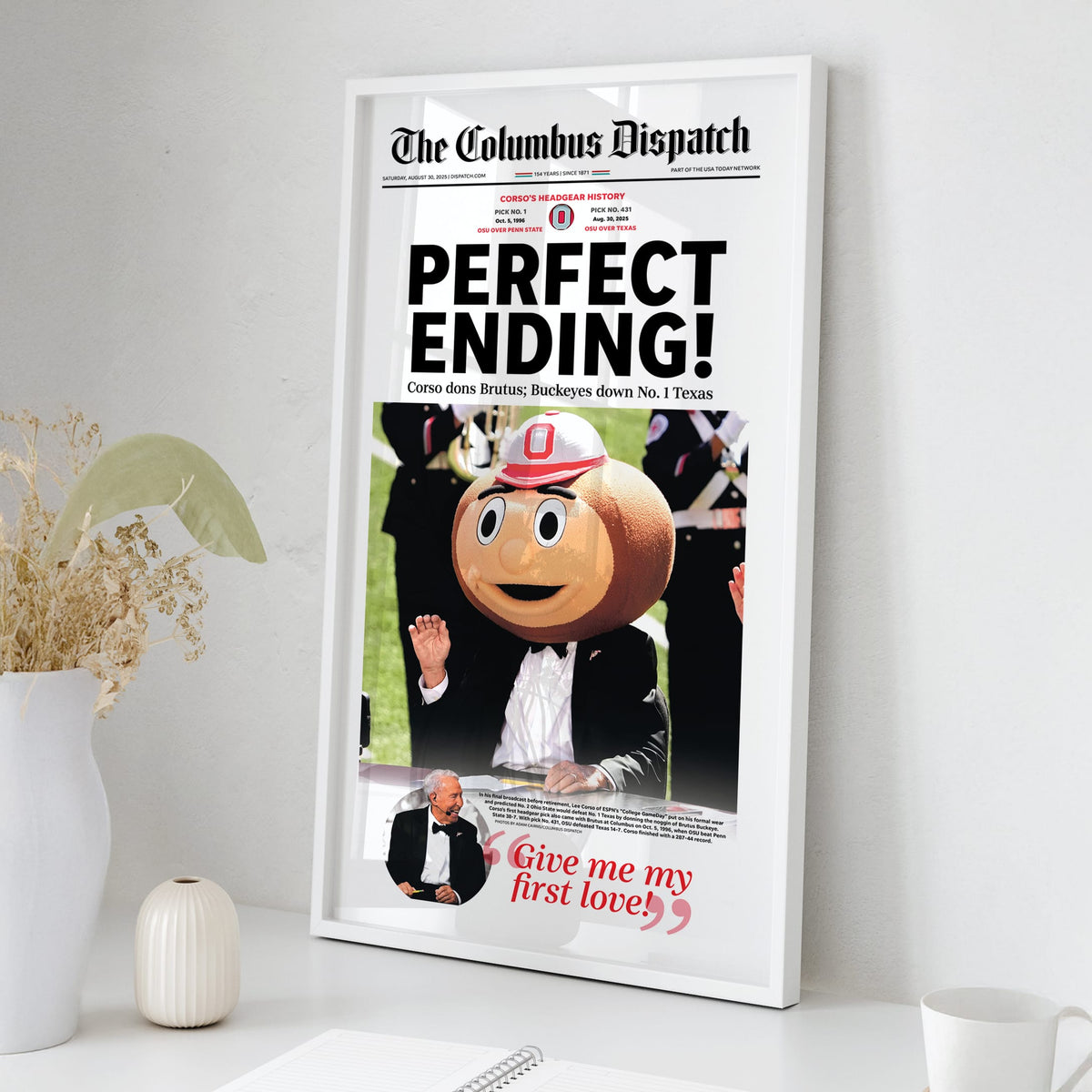 Lee Corso's Last Call Historic Columbus Dispatch Front Page