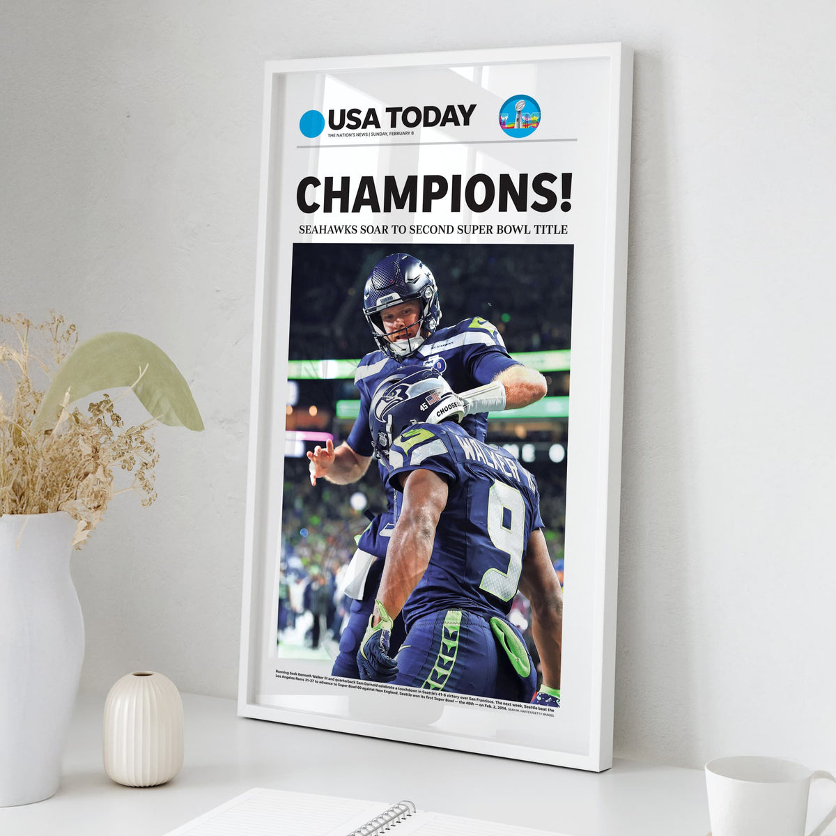Seahawks 2025-26 CHAMPIONS Front Page Wall Art