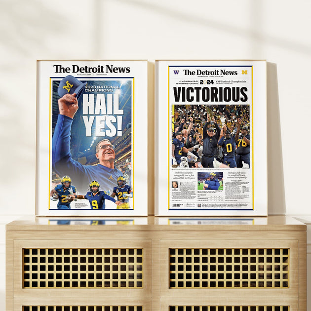 Michigan Hail Yes National Championship Front Page Wall Art – Pediment ...