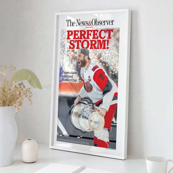 Carolina Hurricanes Stanley Cup Perfect Storm Front Page Wall Art