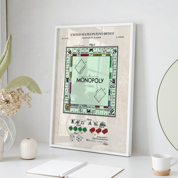 Monopoly Board Game Patent Wall Art