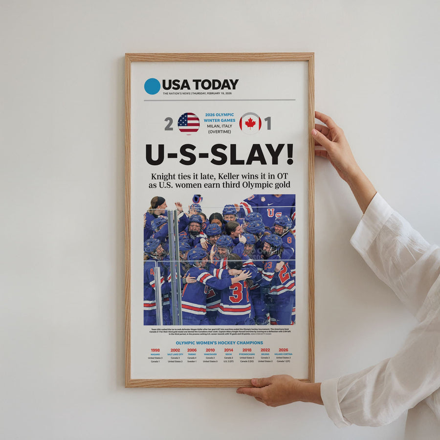 Olympics U-S-SLAY Team USA Women's Hockey Front Page Wall Art