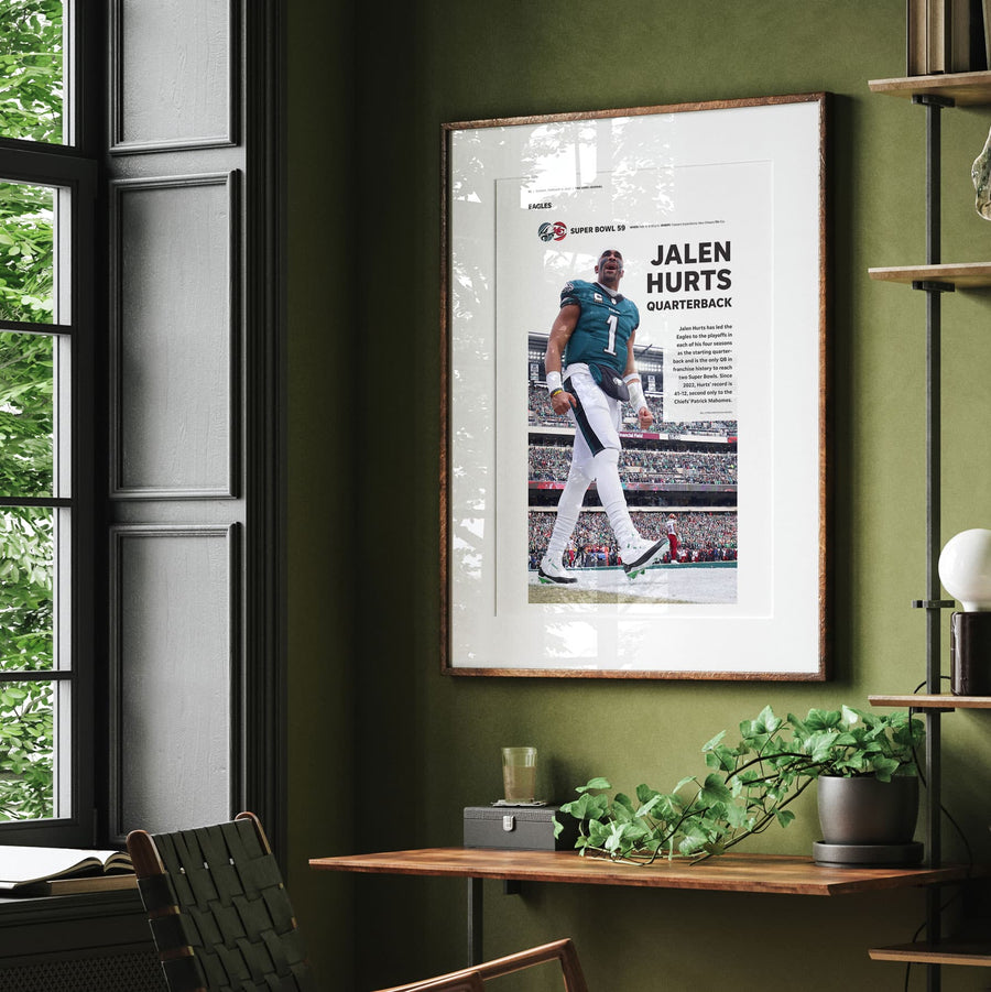 Philadelphia Eagles Jalen Hurts Super Bowl LIX Commemorative Front Page Wall Art