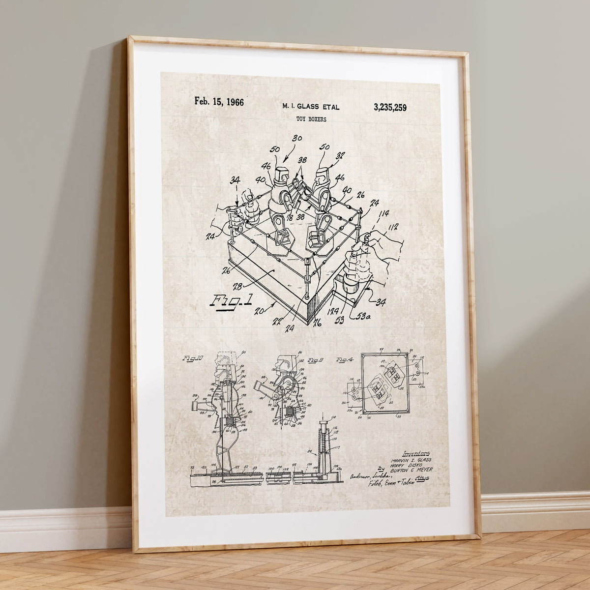 Rock 'Em Sock 'Em Robot Patent Wall Art - Vintage Paper