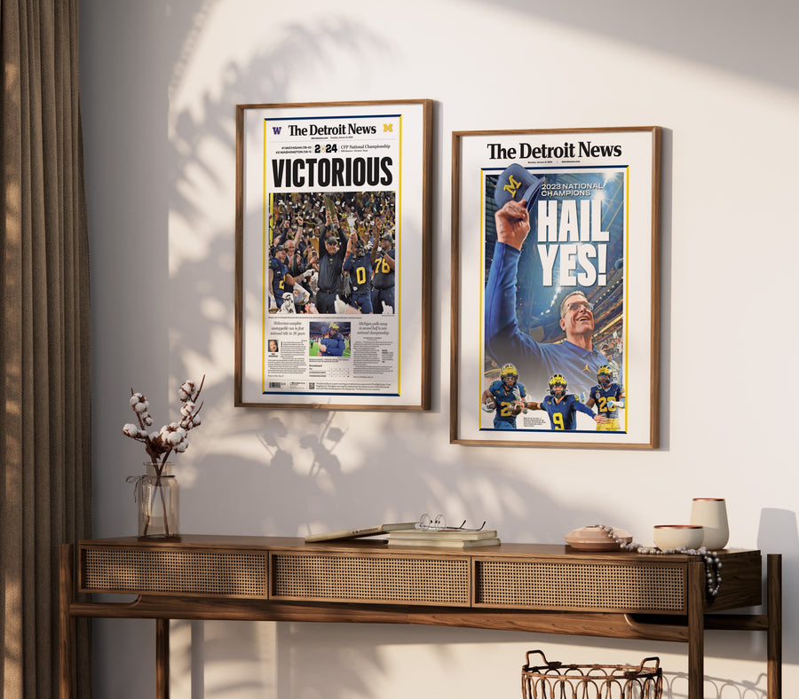 Michigan Hail Yes National Championship Front Page Wall Art