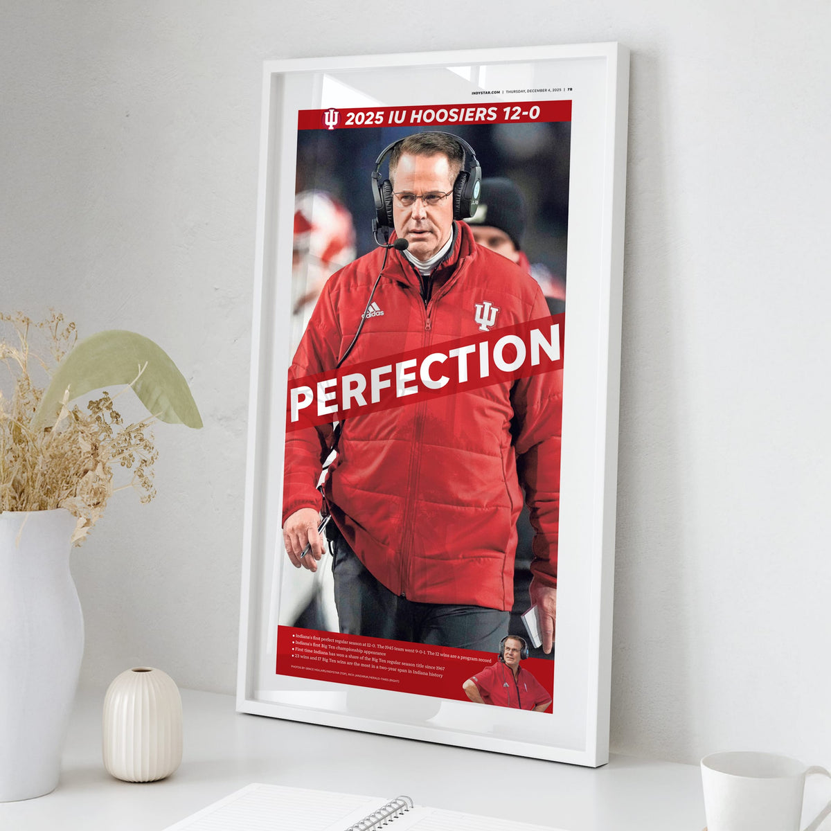 Indiana Football Perfection 2025 Front Page Wall Art