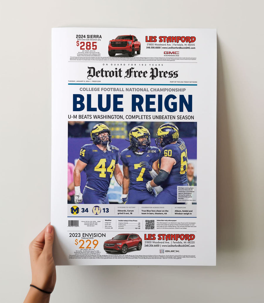 Michigan Blue Reign National Championship Front Page Wall Art
