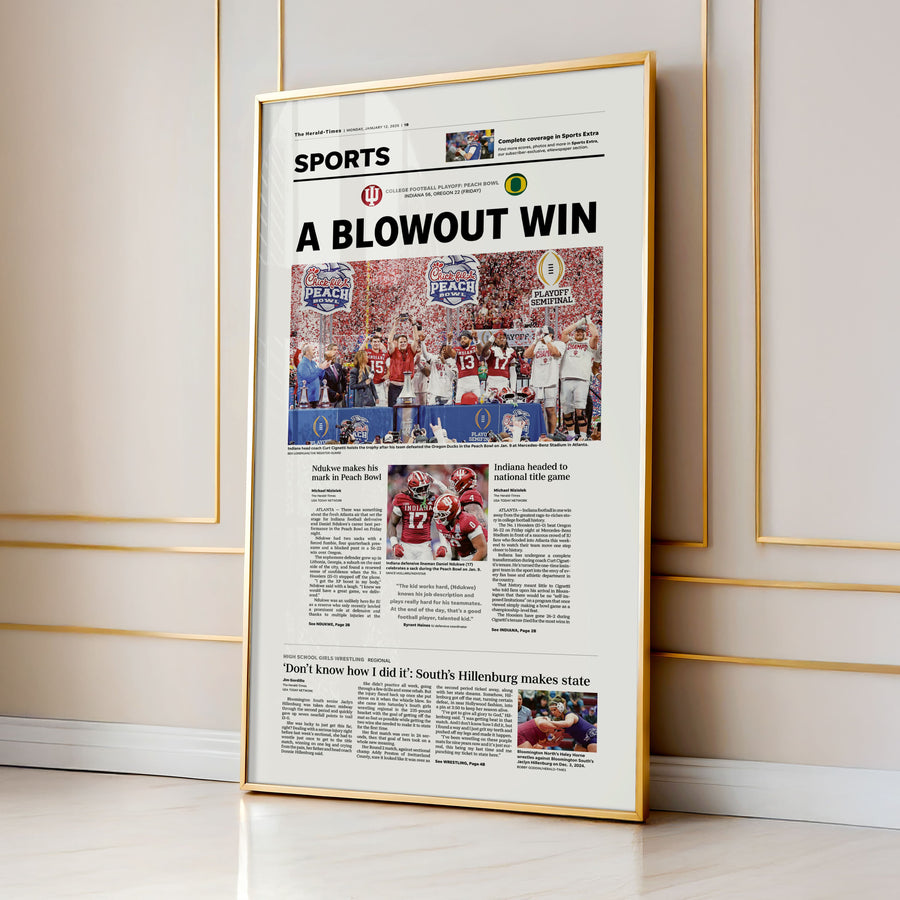 Indiana Football Peach Bowl Champs Front Page Wall Art