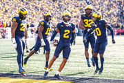 Once a “silent commitment” to Ohio State, sophomore cornerback Will Johnson (No. 2) produces The Game’s first big play, intercepting a pass intended for Marvin Harrison Jr. at the OSU 25 and returning it to the 7 with 7:32 left in the first quarter. JUNFU HAN/DETROIT FREE PRESS