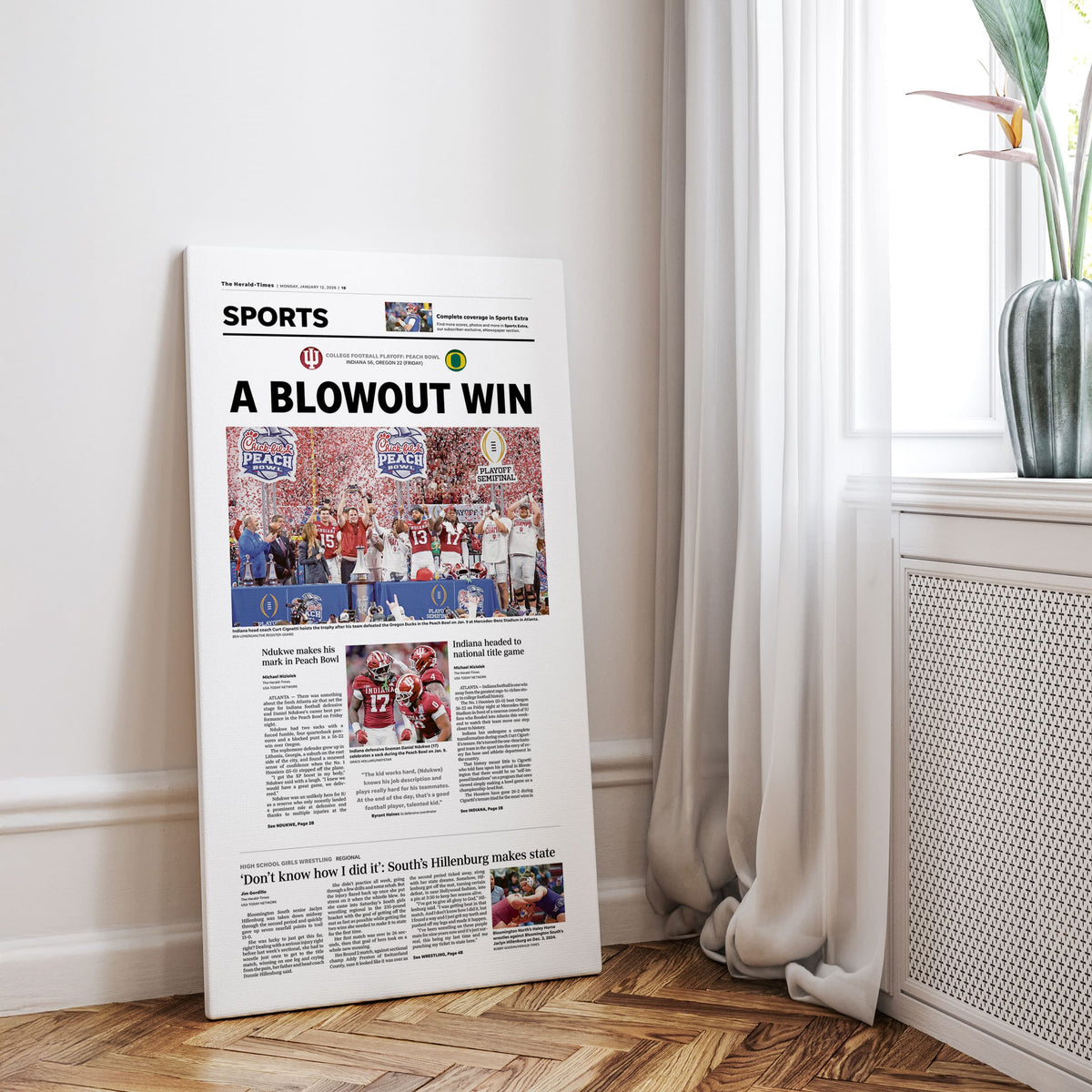 Indiana Football Peach Bowl Champs Front Page Wall Art