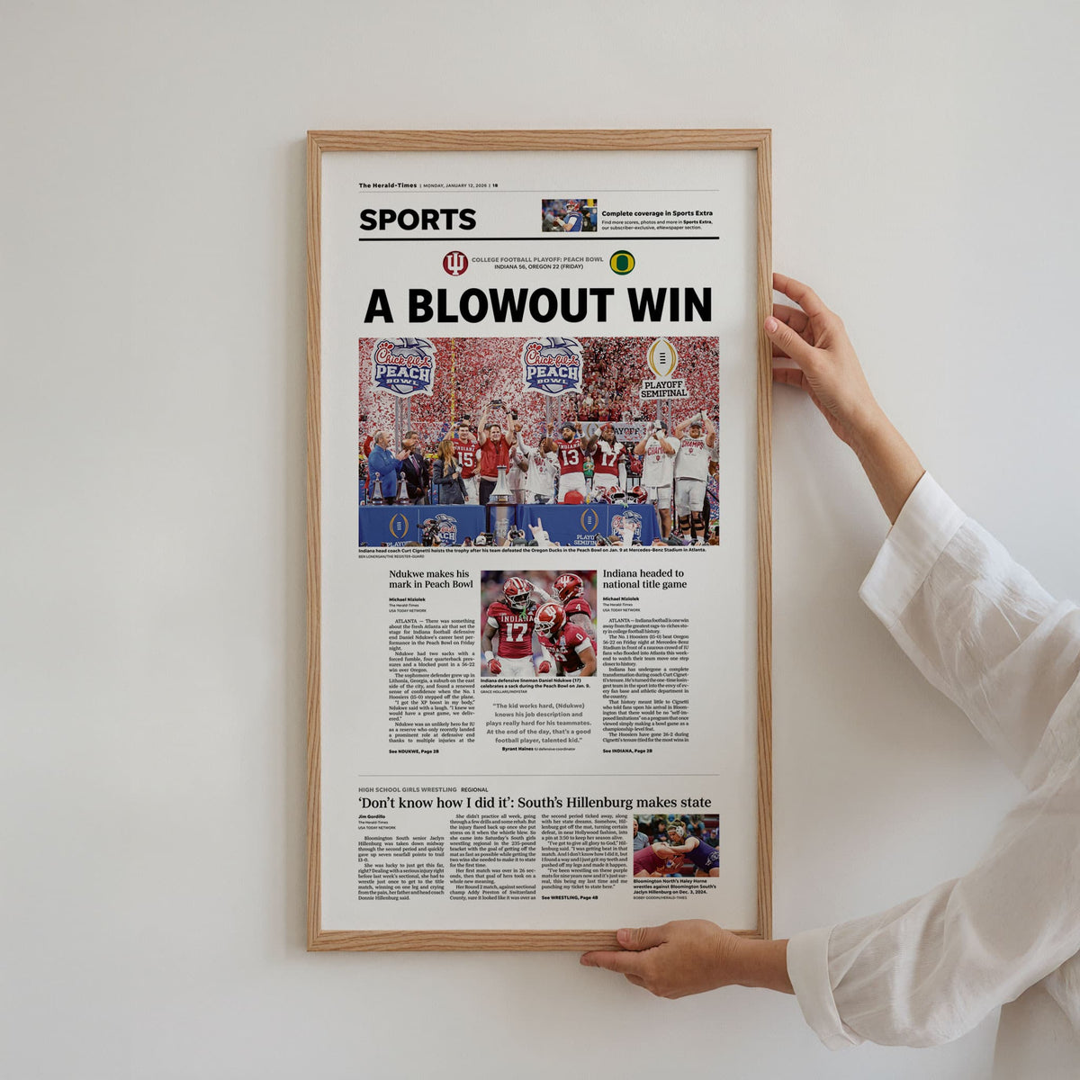Indiana Football Peach Bowl Champs Front Page Wall Art