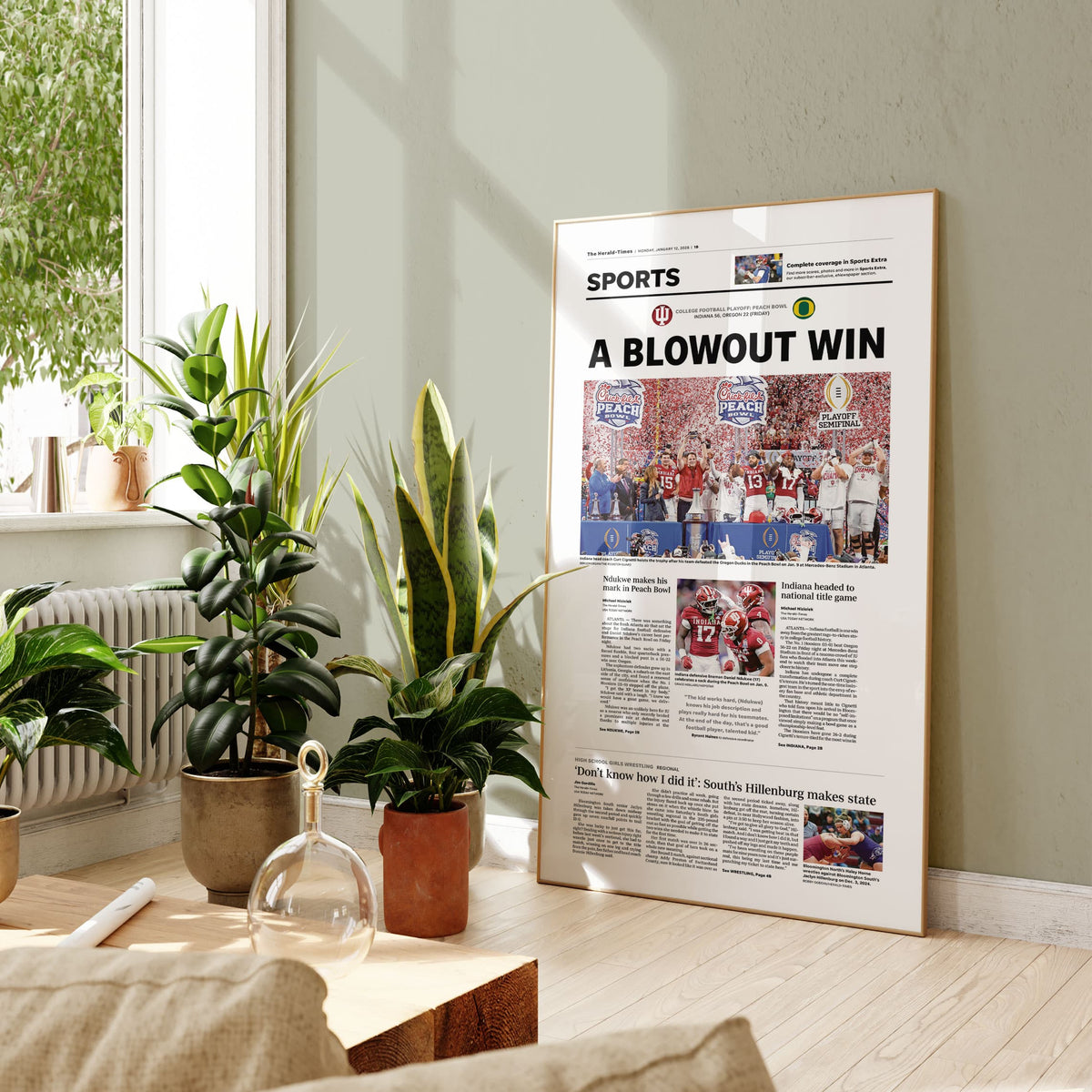 Indiana Football Peach Bowl Champs Front Page Wall Art