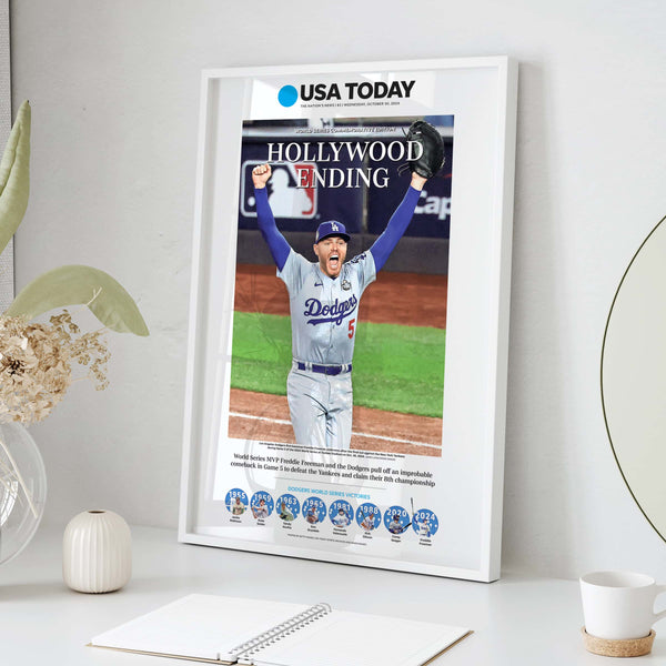 Dodgers World Series MVP Freddie Freeman Newspaper Front Page Wall