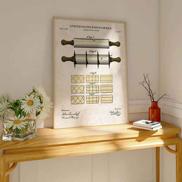 Rolling Pin Patent Wall Art
