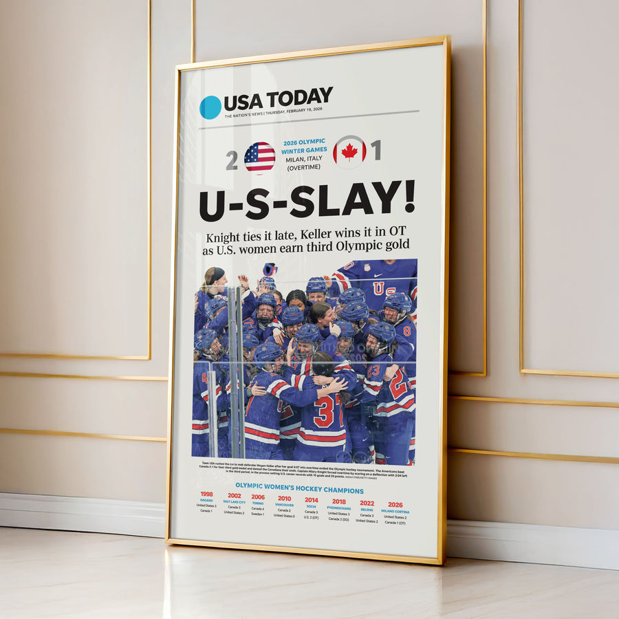 Olympics U-S-SLAY Team USA Women's Hockey Front Page Wall Art