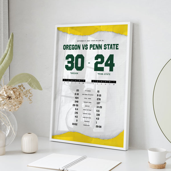 Oregon Upsets Penn State 2025 By the Numbers Wall Art