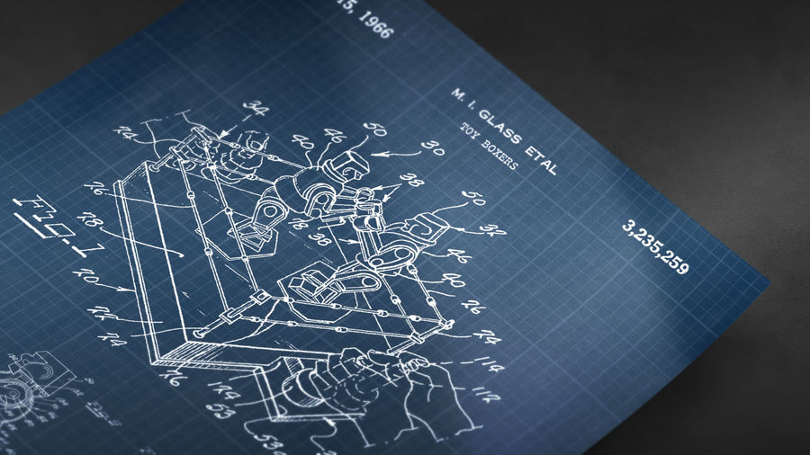 Rock 'Em Sock 'Em Robot Patent Wall Art - Blueprint