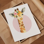 Giraffe Baby Animal Watercolor Wall Art