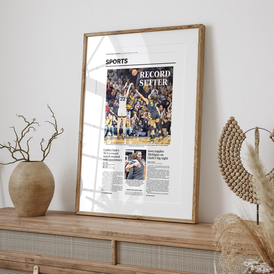 Caitlin Clark Record Setter Front Page Wall Art