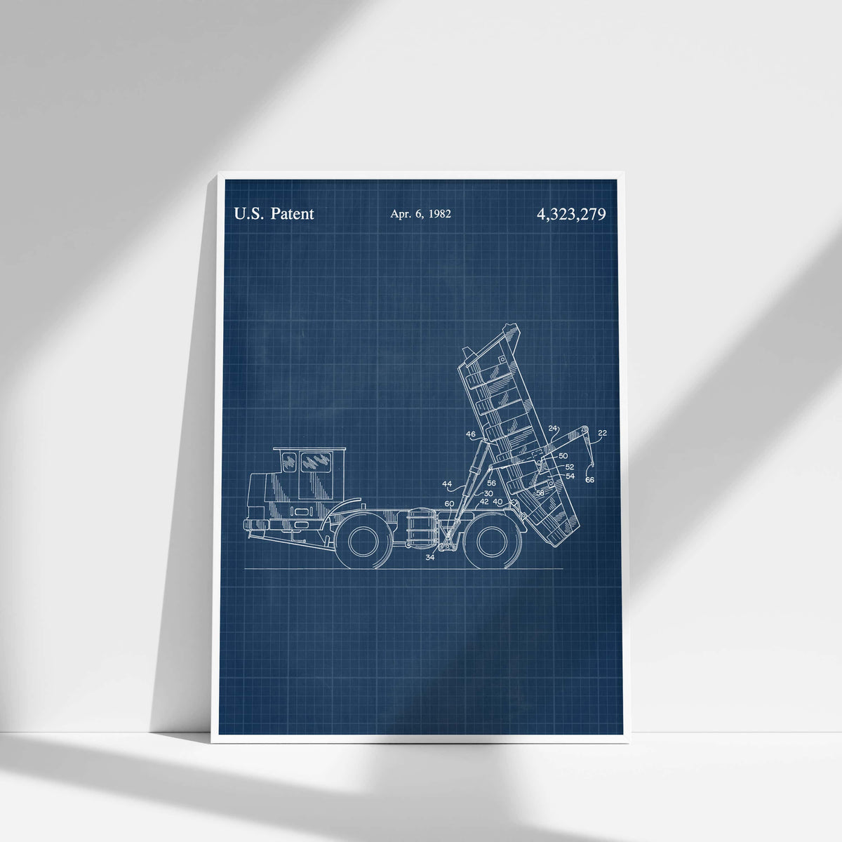 Construction Vehicle Dump Truck Patent Wall Art - Blueprint