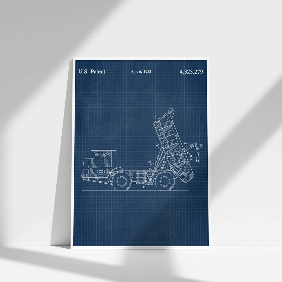 Construction Vehicle Dump Truck Patent Wall Art - Blueprint