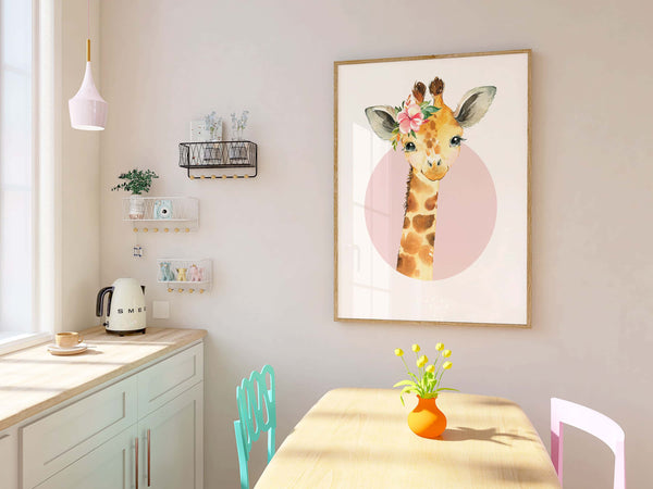 Giraffe Baby Animal Watercolor Wall Art