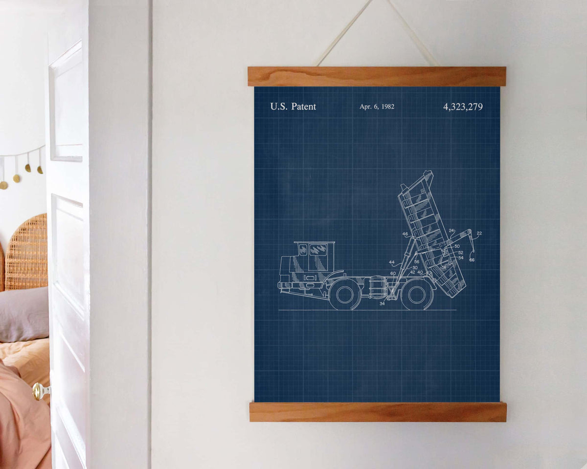 Construction Vehicle Dump Truck Patent Wall Art - Blueprint