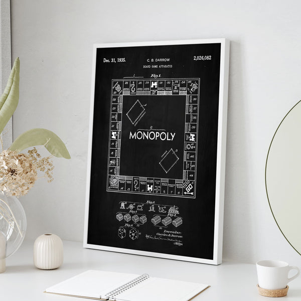 Monopoly Board Game Patent Wall Art