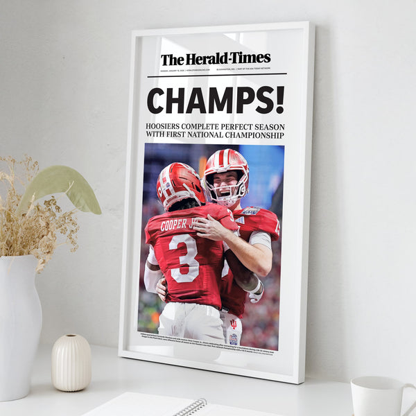 Indiana Football CHAMPS! Herald-Times Front Page Wall Art