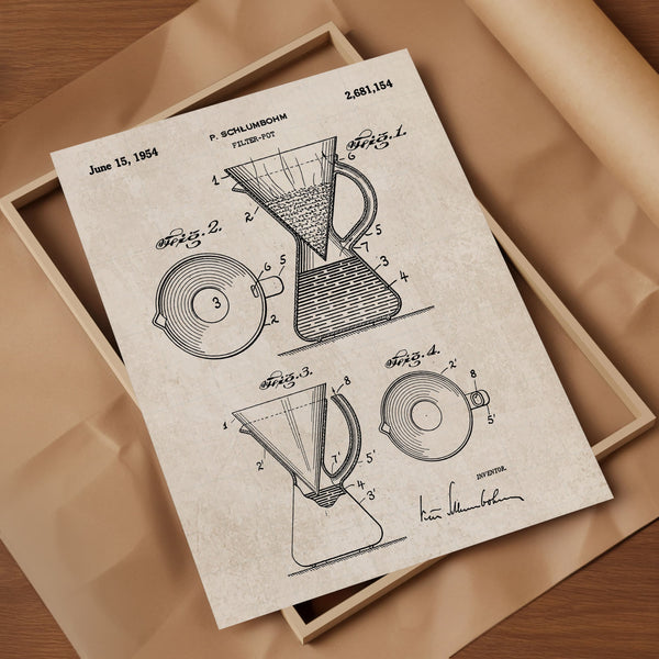 Pour-Over Coffeemaker Patent Poster