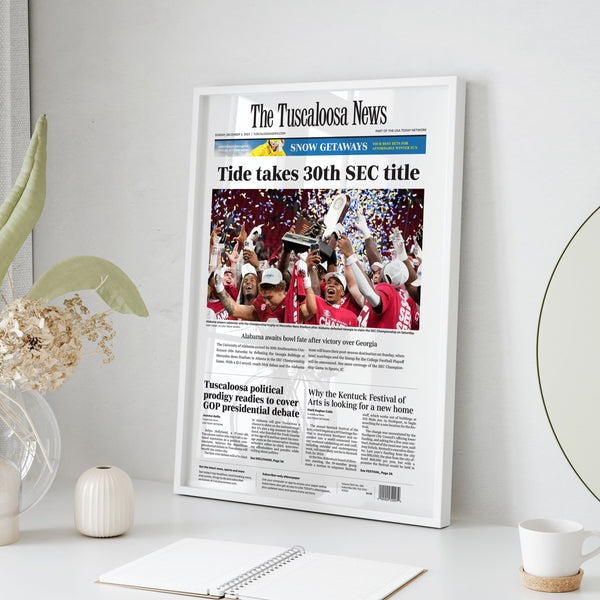 Alabama Crimson Tide 30th SEC Championship Front Page Wall Art