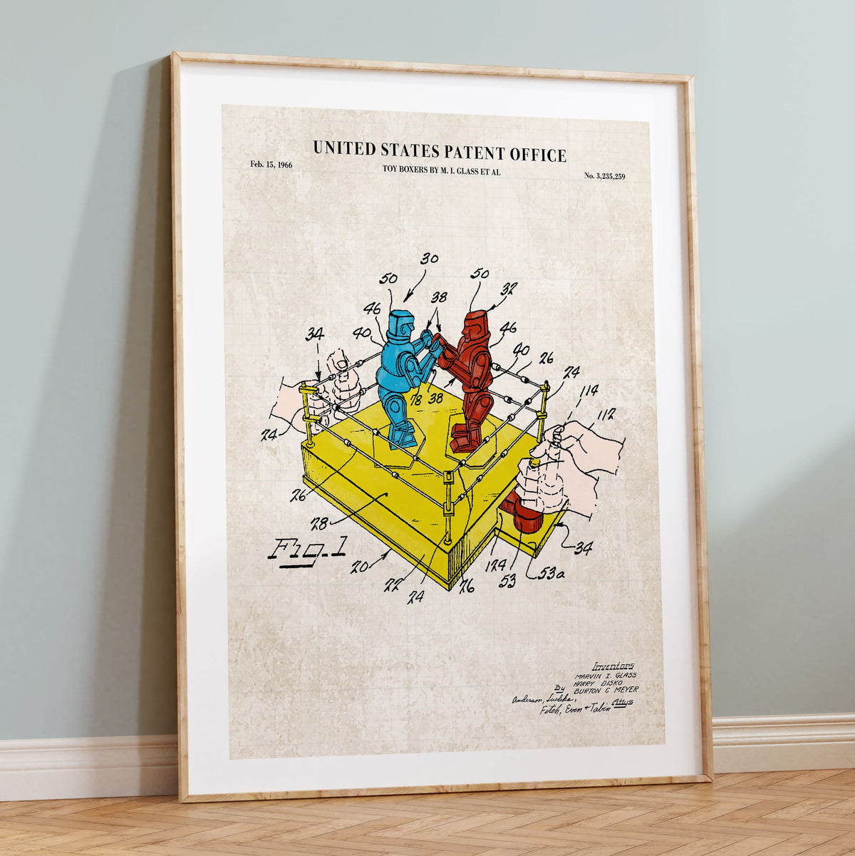 Rock 'Em Sock 'Em Robot Patent Wall Art - Color