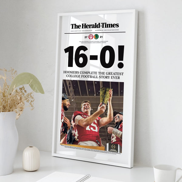 Indiana Football 16-0 National Champions Herald-Times Front Page Wall Art