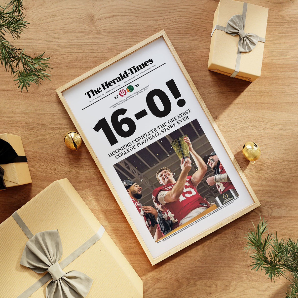 Indiana Football 16-0 National Champions Herald-Times Front Page Wall Art