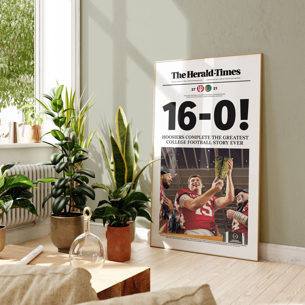 Indiana Football 16-0 National Champions Herald-Times Front Page Wall Art