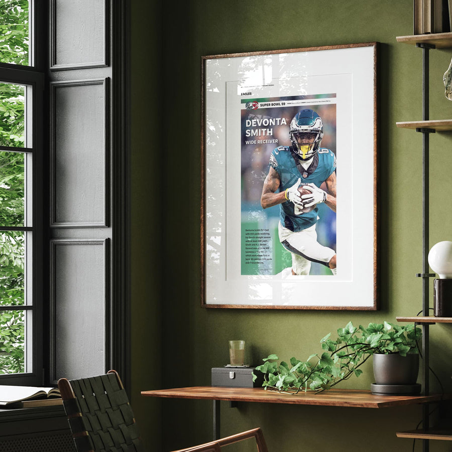 Philadelphia Eagles DeVonta Smith Super Bowl LIX Commemorative Front Page Wall Art