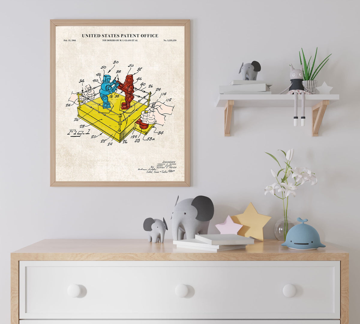 Rock 'Em Sock 'Em Robot Patent Wall Art - Color