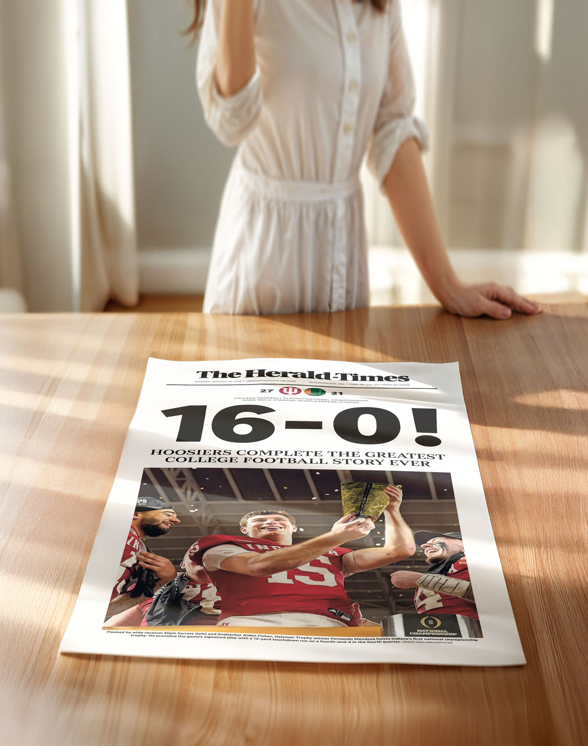 Indiana Football 16-0 National Champions Herald-Times Front Page Wall Art