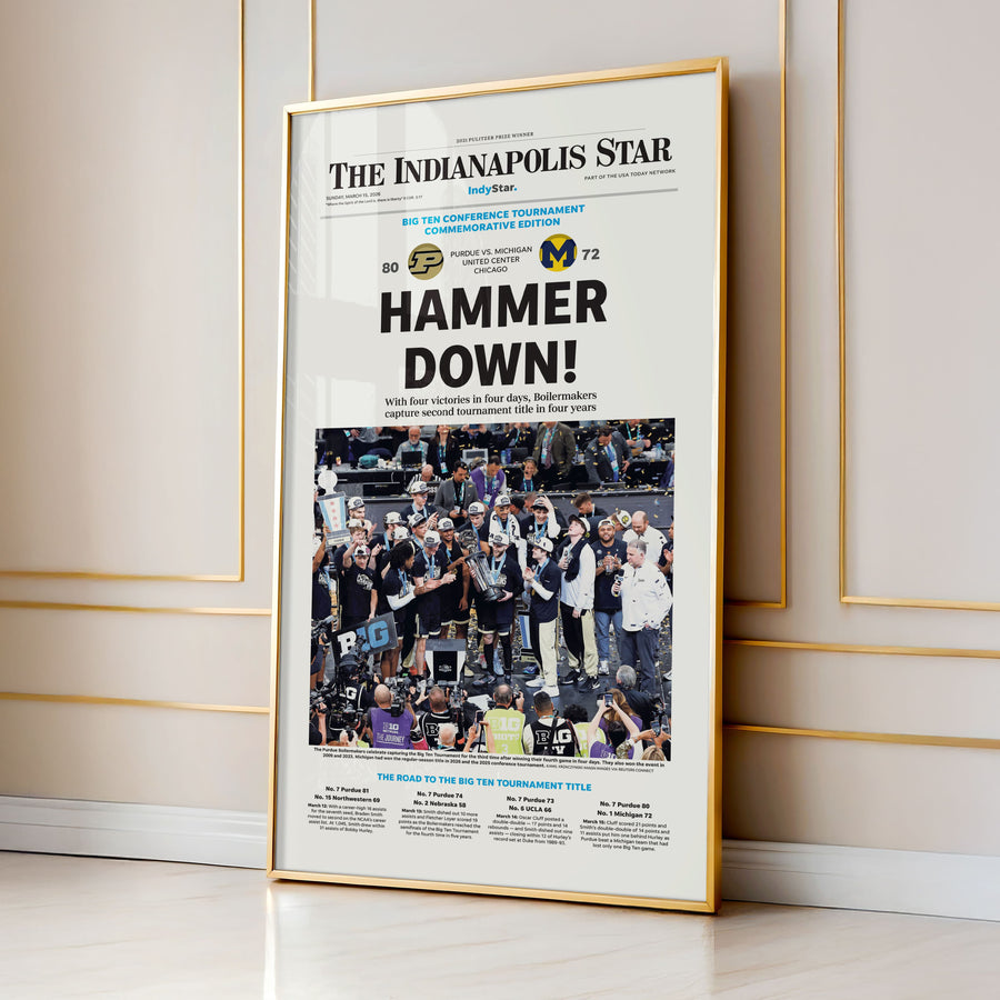 Purdue 2026 Big Ten Tournament Champs Front Page Wall Art